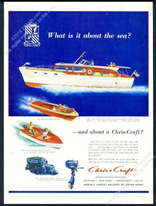 1953 Chris Craft Holiday Conqueror Boat Color Art Vintage Print Ad