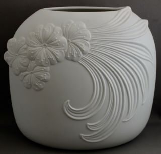 Vintage Kaiser W.  Germany White Vase - Raised Flower Design