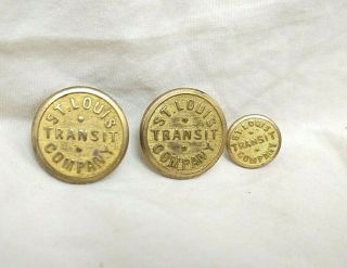 Vintage St.  Louis Transit Company Uniform Buttons Made By Waterbury Button Co.