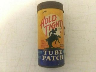 Vintage Hold Tight Tire Repair Tube Patch Kit Gas Oil Tin Can Cowboy Dallas Sign