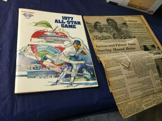 1977 Mlb All - Star Game Baseball Program Played In Yankee Stadium With News Clips