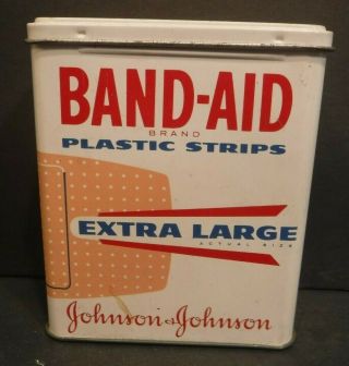 Vintage Johnson & Johnson Band - Aid Brand Extra Large Metal Tin Box Package