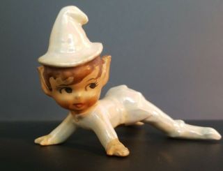 Vintage White Pearl Iridescent Elf Figurine Made In Japan