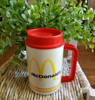 Vintage Mcdonalds Coca - Cola Thermo Travel Hot/cold 22 Oz Mug Whirley Brand.  Red