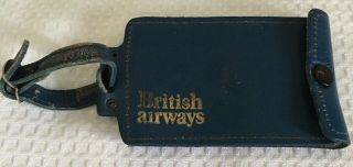 Vintage British Airways Concorde Leather Baggage Tag W Identification Tag