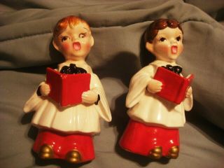 Vintage 1956 Kreiss Choir Altar Caroler Boy Christmas Figurines Set Of 2