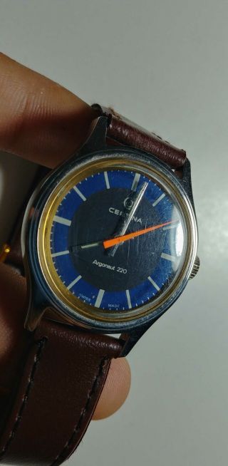 Vintage Certina Argonaut Swiss Made Automatic Men Blue Black Dial 33mm