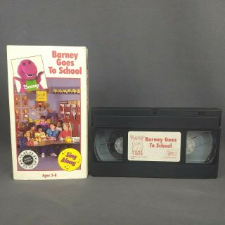 Barney Goes To School 1990 VHS Michael Luci Tina Derek Cover Vintage 2