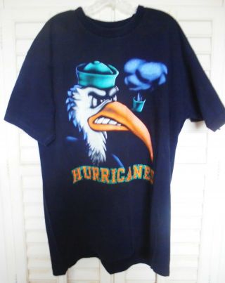 Vintage 100 Cotton Miami Hurricanes Black Sebastian The Ibis X - Lge.  T - Shirt