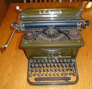 Vintage Lc Smith Corona Typewriter No 8 | 12 " Green Antique