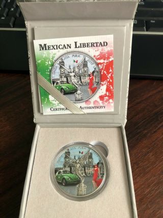2017 Mexico Libertad 1oz Antique Finish.  999 Silver Coin - Taxi And Woman Design
