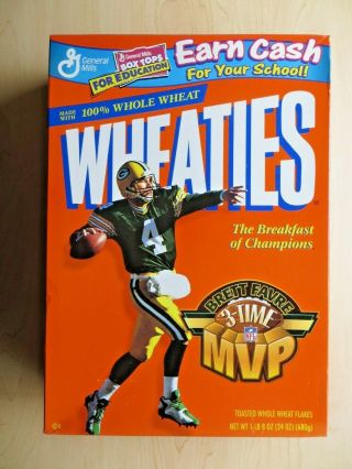 Green Bay Packers Brett Favre 3 Time Mvp Empty Wheaties Box 1999 - C
