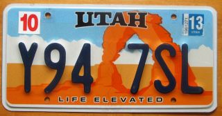 Utah 2013 Arch Graphic License Plate Quality Y94 7sl
