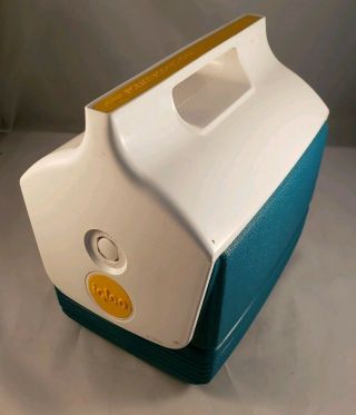 Vintage Igloo MiniMate Cooler Teal,  Yellow & Purple - 4qt / 6 can capacity 1/95 2