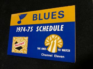 1974 - 75 St.  Louis Blues & St.  Louis Cardinals Football Pocket Schedule Fallstaff
