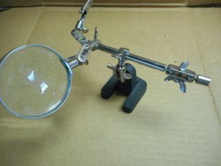 Vintage Fly Tying Vice - W/ Magnifying Glass & Clamps -