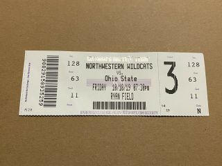 2019 Ohio State Vs.  Northwestern Football Ticket Stub