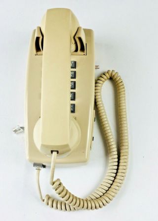 Vintage Push Button Wall Phone Telephone Beige Retro International Resources