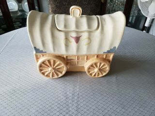Vintage Treasure Craft Mexico Pottery Wild West Covered Wagon Cookie Jar