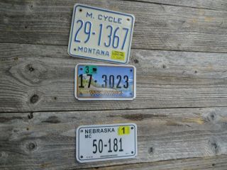 Wyoming Montana Nebraska Motorcycle License Plates All Paint Plates