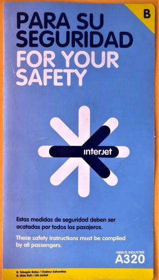 Interjet Airbus A320 Airline Safety Card Mexico (do - Ido - F - 01b R2 Dec 2016)