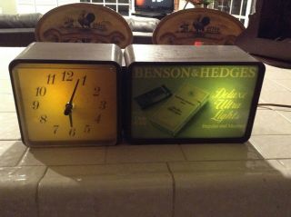 Vintage Benson & Hedges Cigarettes Light Up Sign / Clock Everbrite