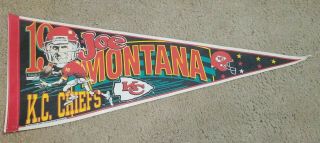 Vintage Nfl Joe Montana 19 Kc Kansas City Chiefs Felt Pennant