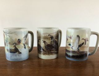 Set Of 3,  Vintage Otagiri Japan Mallard Ducks Quail Birds Coffee Tea Mugs Cups