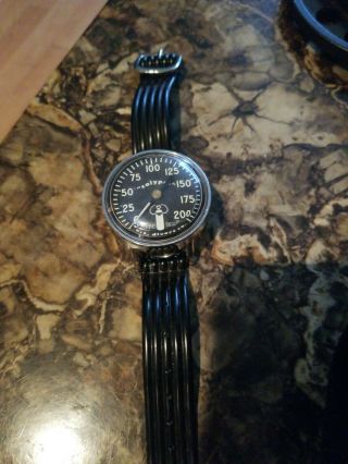 Vtg 1960s Us Divers Co.  Calypso Aqualung 200m Scuba Watch Wrist Pressure Gauge