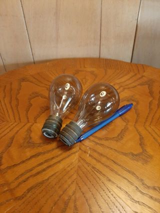2 Vtg Antique Edison Mazda Light Bulb Lamp Industrial Gas Station ? Wire Intact