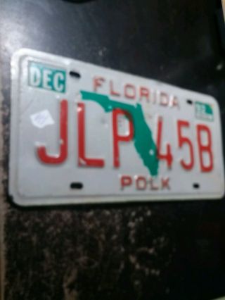 Florida License Plate,  Sunshine State,  Expired 1992 Polk,