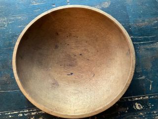 Antique Wooden Bowl Primitive Dough Bowl 13 " Out Of Round,  Lip / Band