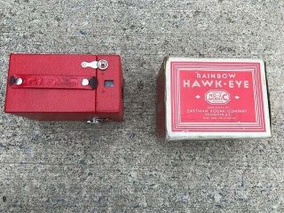 Vintage Antique Red Kodak Rainbow Hawkeye No.  2a Folding Model B Camera