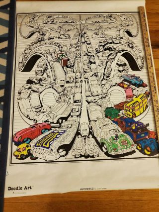 Vintage 1973 Doodle Art Poster Progress? By Murray Tonkin - Part Colored