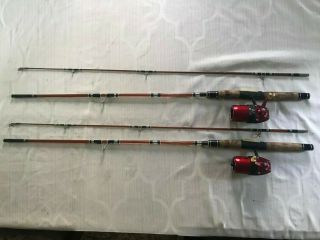 Vintage Tru Temper 63l Uni Spin Fishing Rod And Reel Combo,  Set Of 2