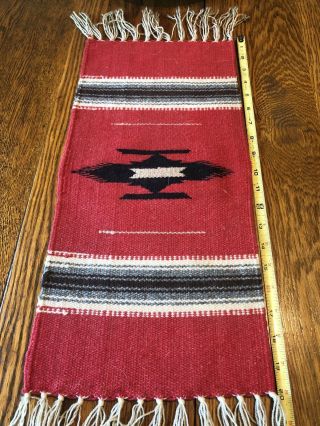 Antique Navajo Saddle Blanket,  Hand Woven Native American Wool Rug 20” X 9.  5”