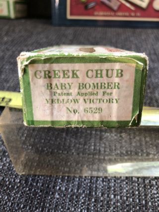 Vintage Creek Chub Baby Bomber Fishing Lure " Victory Finish " Ccbc Wood 6529 Box