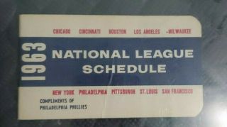 1963 Philadelphia Phillies National League Schedule Booklet