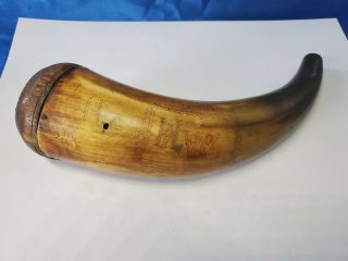 Crudely Carved Antique Revolutionary War Powder Horn With Name