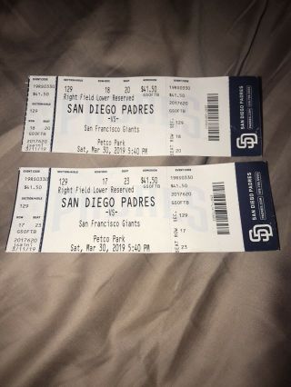 Fernando Tatis Jr 3rd Game March 30 2019 San Diego Padres Ticket Stub Vs Giants