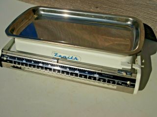 Vintage Zenith Tray Scale Medical General Store Mid Century Chrome Enamel