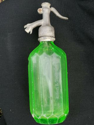 Antique Uranium Green Seltzer Siphon Bottle