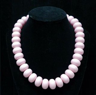 Vintage Chunky Pink Lucite Bead Necklace 18mm Runway Choker