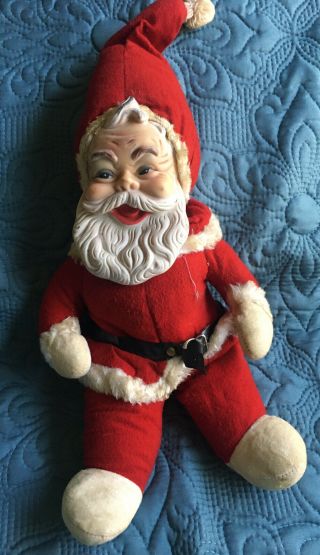 Vintage Rushton Santa Claus Rubber Vinyl Face Doll 1950s Christmas