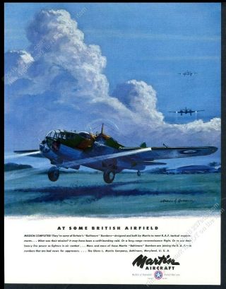 1941 Raf R.  A.  F Baltimore Bomber Plane Charles H Hubbell Art Martin Print Ad