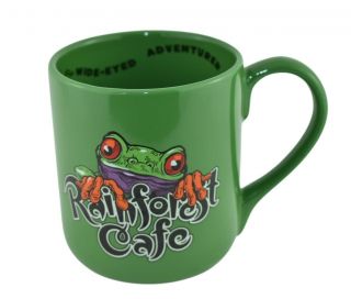 Vintage Rainforest Cafe 1999 Green Frog 16oz Coffee Mug Cup No Chips