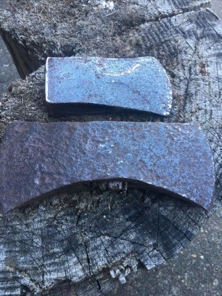 2 Antique Vintage Pit And Polish Axe Heads Saddle Cruiser & Camp Axe W/ Bevels