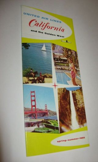 Vintage 1955 United Air Lines California Travel Brochure Golden Gate Prop