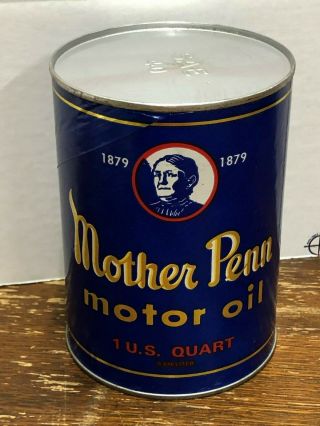 Vintage Mother Penn Motor Oil 1 Quart Oil Can Composite Gas Collectible Sign