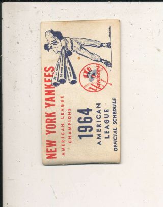 York Yankees 1964 Al Pocket Schedule Scored